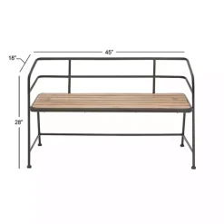 Outlet Kirklands Home Black Iron and Wooden Seat Industrial Bench