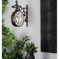 Discount Kirklands Home Black Iron Double Sided Scroll Wall Clock