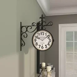 Discount Kirklands Home Black Iron Double Sided Scroll Wall Clock