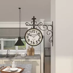 Discount Kirklands Home Black Iron Double Sided Scroll Wall Clock