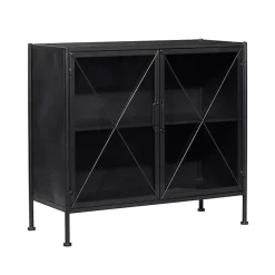 Online Kirklands Home Iron X-Panel Cabinet Black