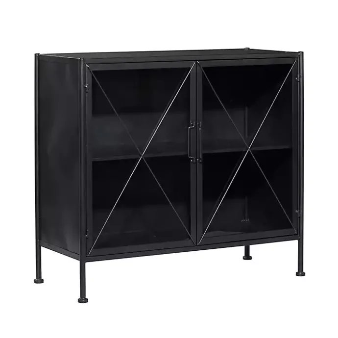Online Kirklands Home Iron X-Panel Cabinet Black