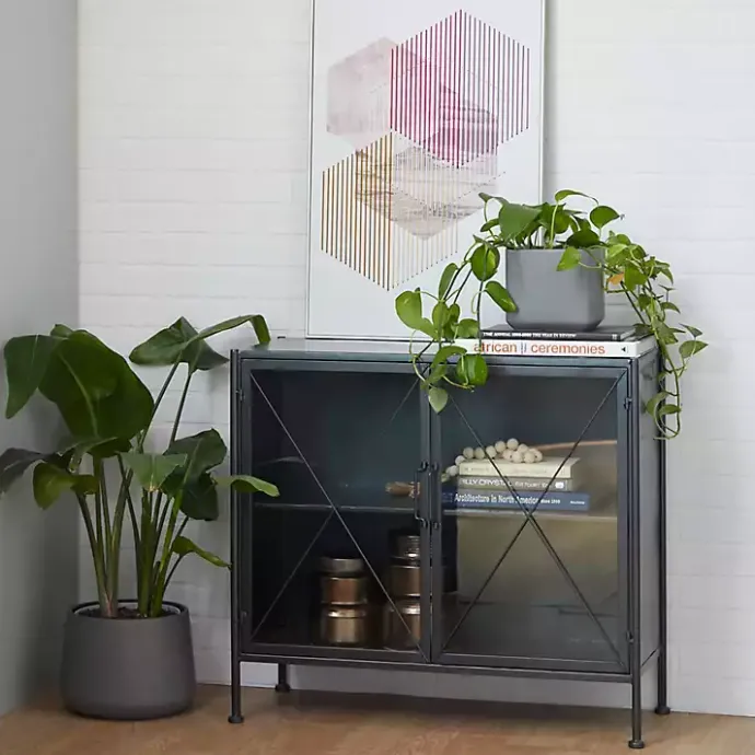 Online Kirklands Home Iron X-Panel Cabinet Black