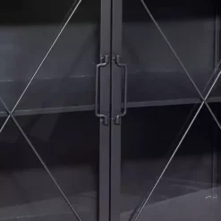 Online Kirklands Home Iron X-Panel Cabinet Black