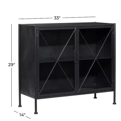 Online Kirklands Home Iron X-Panel Cabinet Black