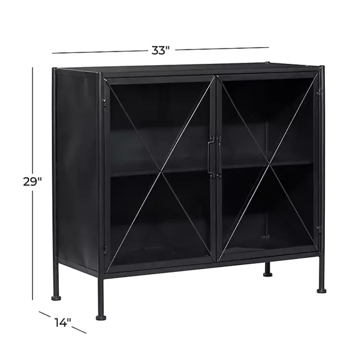 Online Kirklands Home Iron X-Panel Cabinet Black