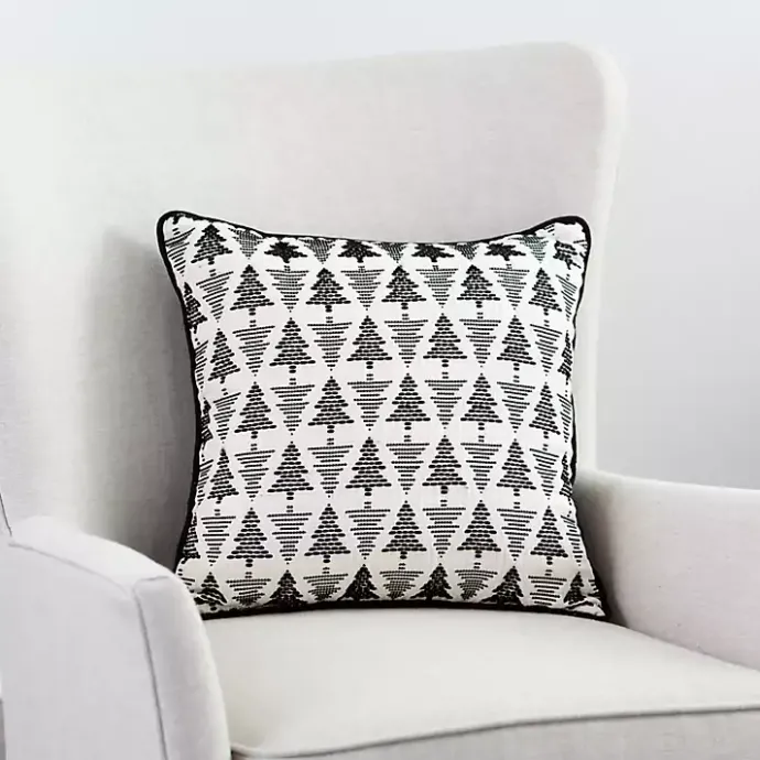 Best Kirklands Home Black Jacquard Trees Christmas Pillow
