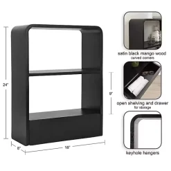 Outlet Kirklands Home Kato Single Drawer Wall Shelf Black