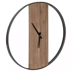 Hot Kirklands Home Ladd Natural Wood Wall Clock Black