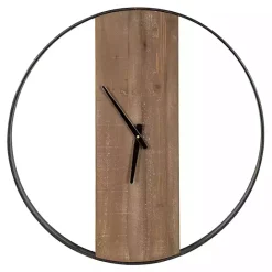 Hot Kirklands Home Ladd Natural Wood Wall Clock Black