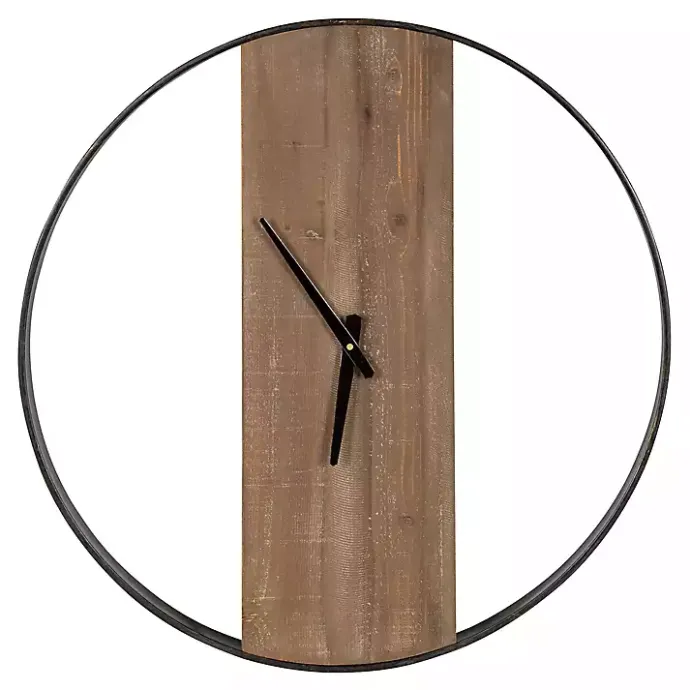 Hot Kirklands Home Ladd Natural Wood Wall Clock Black
