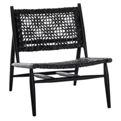 Kirklands Home Leather Woven Accent Chair Black