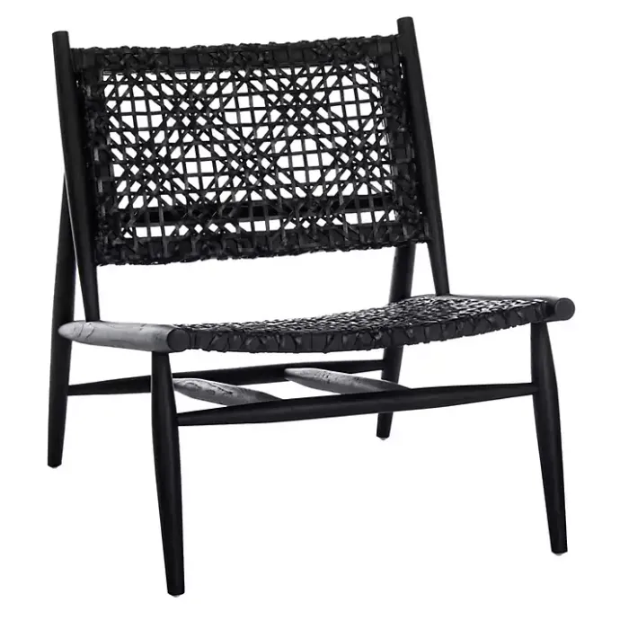 Kirklands Home Leather Woven Accent Chair Black