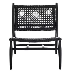 Kirklands Home Leather Woven Accent Chair Black