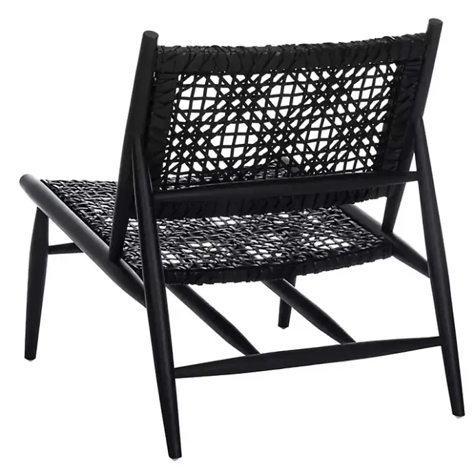 Kirklands Home Leather Woven Accent Chair Black
