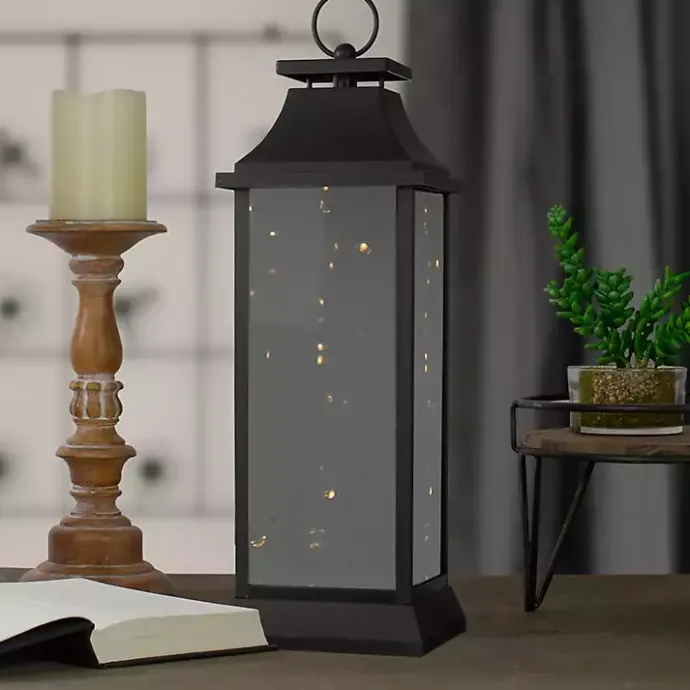 Kirklands Home LED Flickering Fairy Lights Lantern, 19 in. Black
