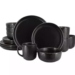 Outlet Kirklands Home Leo Stoneware 16-pc. Dinnerware Set Black