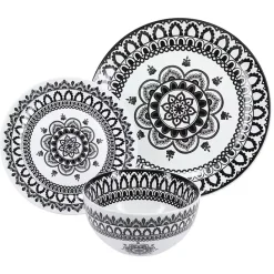 Hot Kirklands Home Black Lila Patterned 12-pc. Dinnerware Set