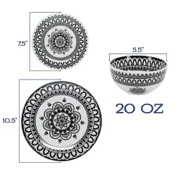 Hot Kirklands Home Black Lila Patterned 12-pc. Dinnerware Set