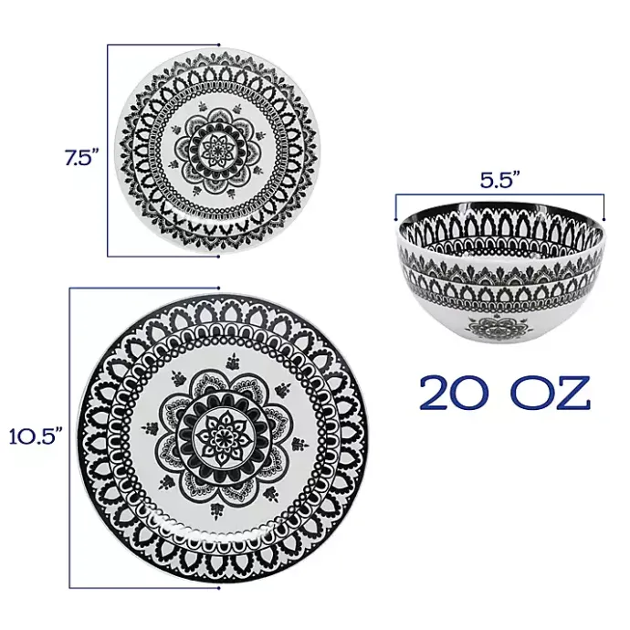 Hot Kirklands Home Black Lila Patterned 12-pc. Dinnerware Set