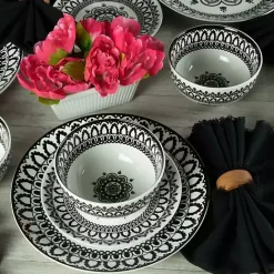 Hot Kirklands Home Black Lila Patterned 12-pc. Dinnerware Set