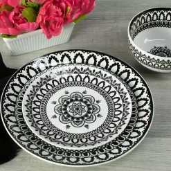 Hot Kirklands Home Black Lila Patterned 12-pc. Dinnerware Set