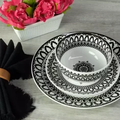 Hot Kirklands Home Black Lila Patterned 12-pc. Dinnerware Set