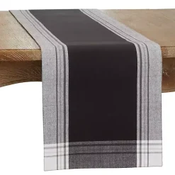 Best Kirklands Home Black Long Stripe Bordered Table Runner, 72 in.