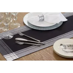Best Kirklands Home Black Long Stripe Bordered Table Runner, 72 in.