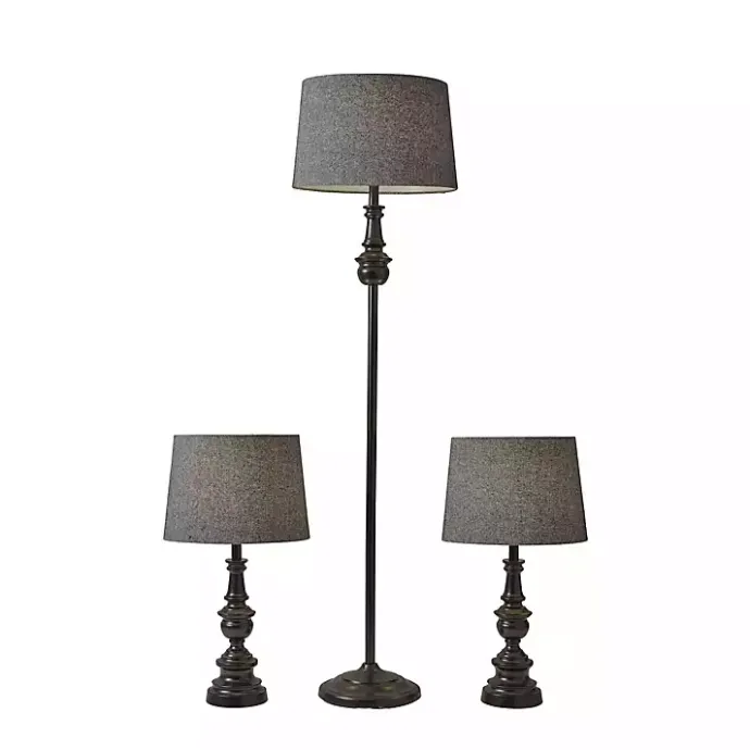 Sale Kirklands Home Black Lucas 3-pc. Table and Floor Lamp Set Gray
