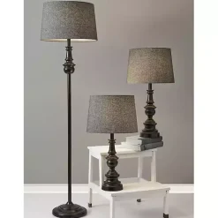Sale Kirklands Home Black Lucas 3-pc. Table and Floor Lamp Set Gray