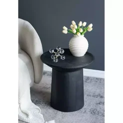 Hot Kirklands Home Mango Wood Round Pedestal Accent Table Black
