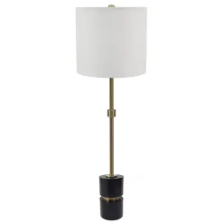 New Kirklands Home Black Marble and Gold Metal Buffet Lamp