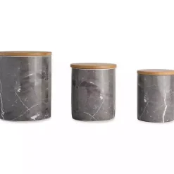Discount Kirklands Home Black Marble Ceramic Canisters, Set of 3