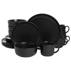 Clearance Kirklands Home Matte Double Line 16-pc. Dinnerware Set Black