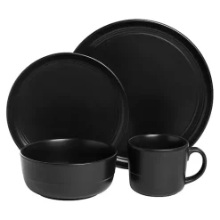 Clearance Kirklands Home Matte Double Line 16-pc. Dinnerware Set Black