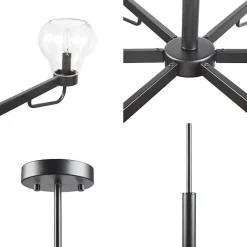 Clearance Kirklands Home Black Metal & Bowl Glass Shade 6-Light Chandelier