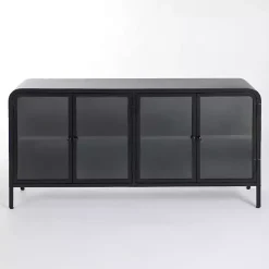 Sale Kirklands Home Metal & Glass 4-Door Bentley Cabinet Black