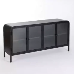 Sale Kirklands Home Metal & Glass 4-Door Bentley Cabinet Black