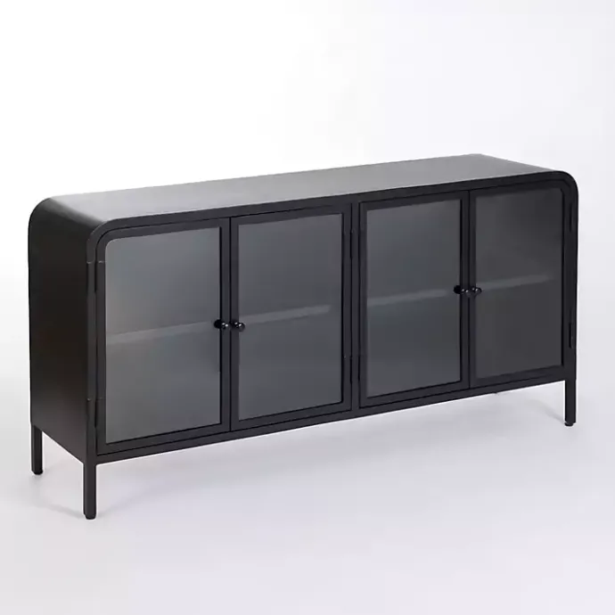 Sale Kirklands Home Metal & Glass 4-Door Bentley Cabinet Black