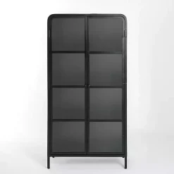 Best Kirklands Home Metal & Glass 2-Door Bentley Cabinet Black