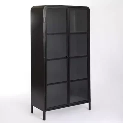Best Kirklands Home Metal & Glass 2-Door Bentley Cabinet Black