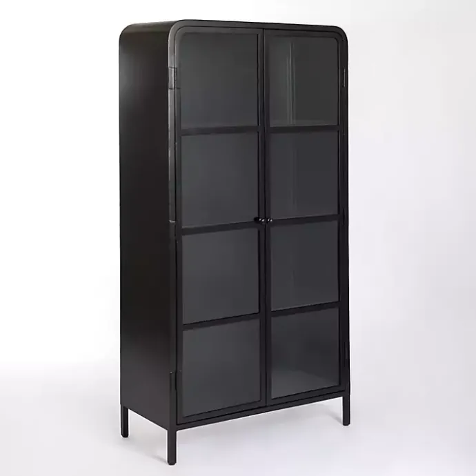 Best Kirklands Home Metal & Glass 2-Door Bentley Cabinet Black