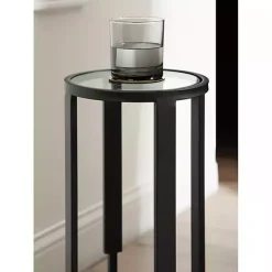 Sale Kirklands Home Metal & Glass Ravalli Drink Table Black