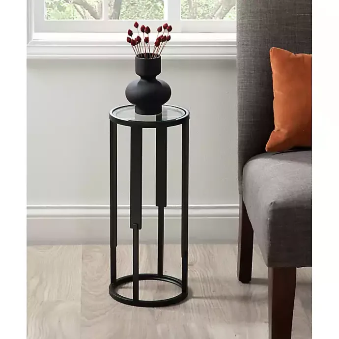 Sale Kirklands Home Metal & Glass Ravalli Drink Table Black