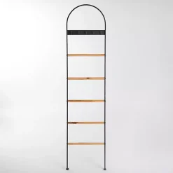 Best Kirklands Home Metal & Natural Wood Ladder with Hooks Black
