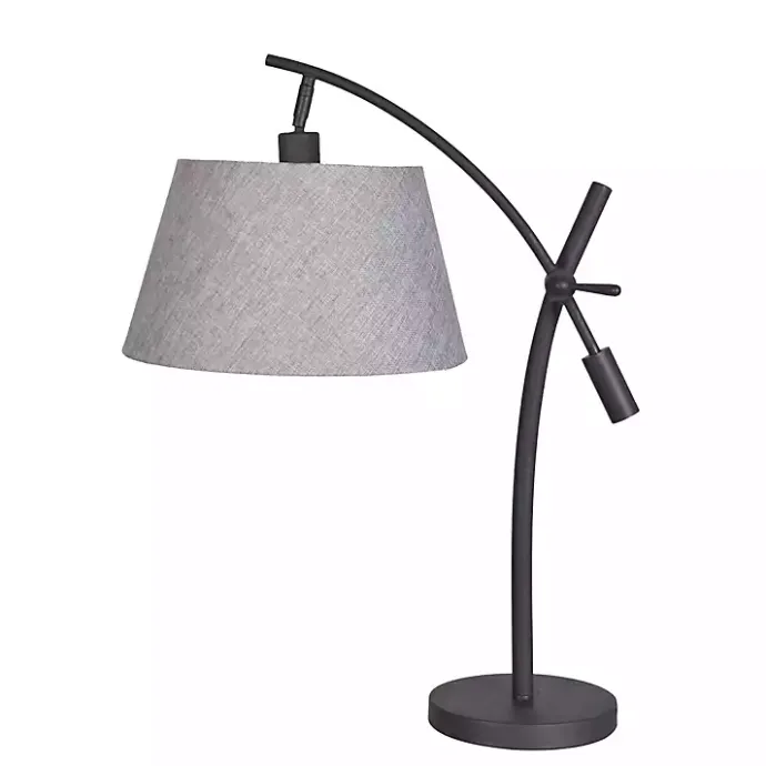 Discount Kirklands Home Black Metal Adjustable Task Shade Table Lamp Gray