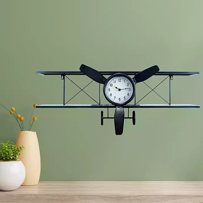 Clearance Kirklands Home Black Metal Airplane Wall Clock