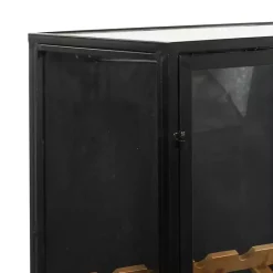 Clearance Kirklands Home Black Metal and Brown Wood Standing Wine Rack