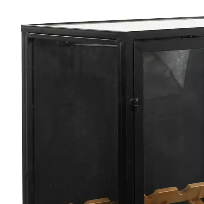 Clearance Kirklands Home Black Metal and Brown Wood Standing Wine Rack